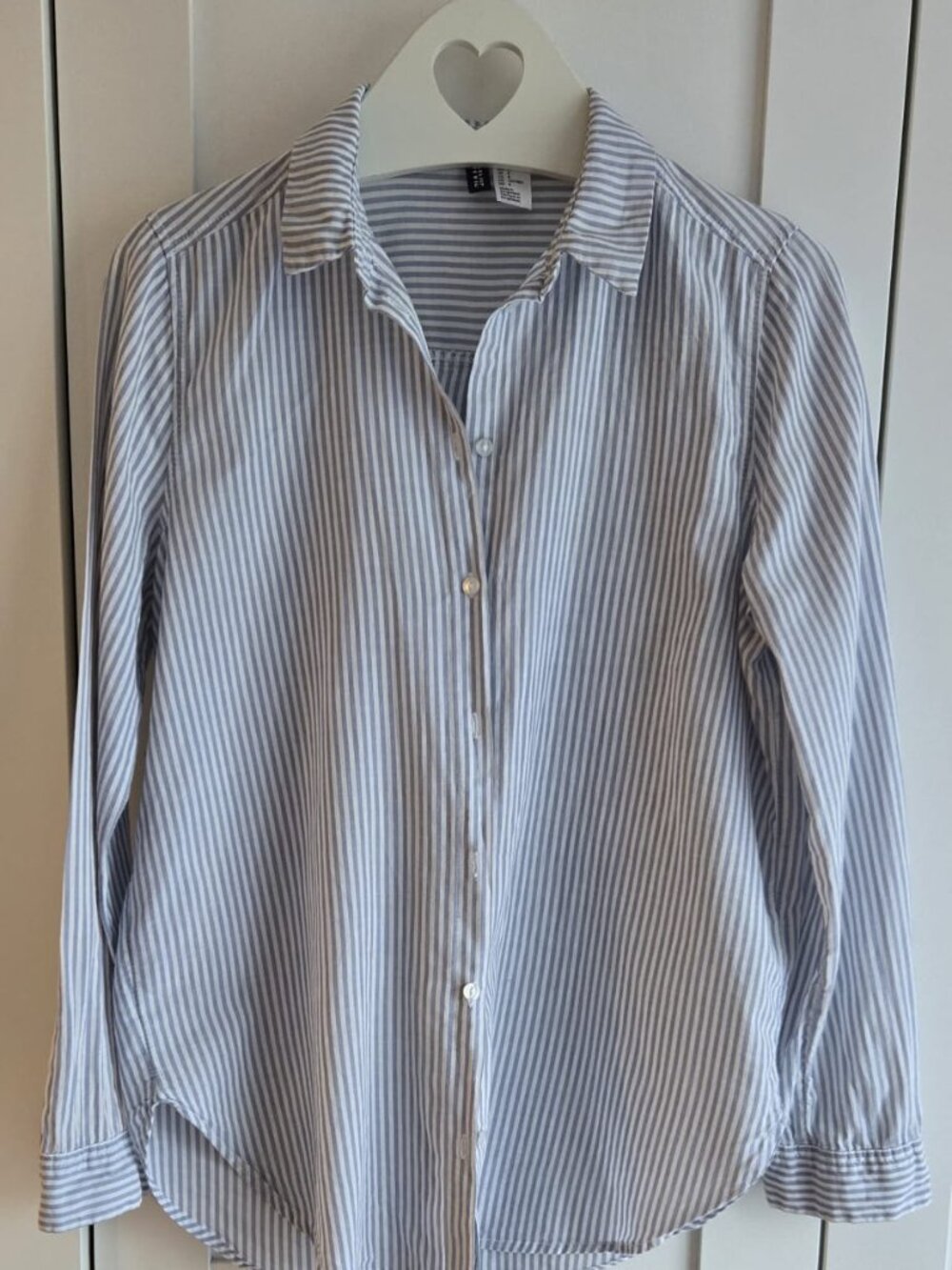 H&M Divided Blue White Striped 100% Cotton Button-Up Shirt Size 8